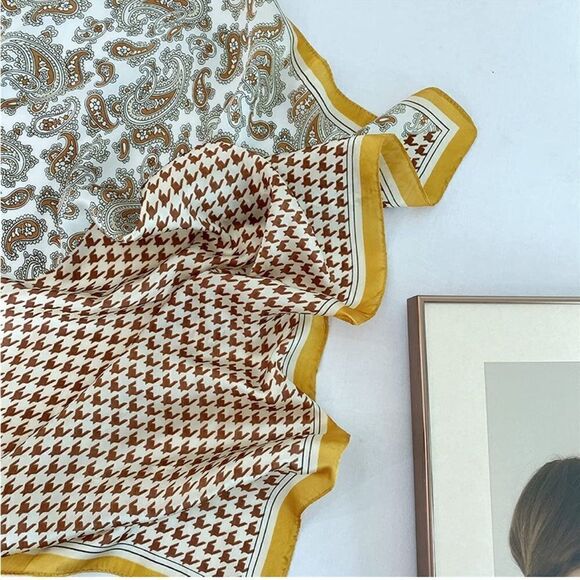 Paisley and Checkered Silky Scarf - Picture 1 of 5